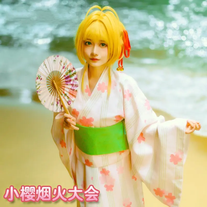 Cardcaptor Card Captor Sakura КИНОМОТО Сакура косплей костюм фейерверк кимоно Yukata в стиле