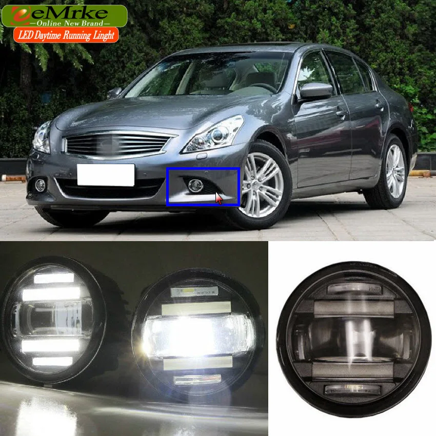 EeMrke для Infiniti G G25 G37 Q60 V36 седан купе 2010-2в1 Многофункциональный светодиодный Противотуманные фары DRL с объективом дневные ходовые огни
