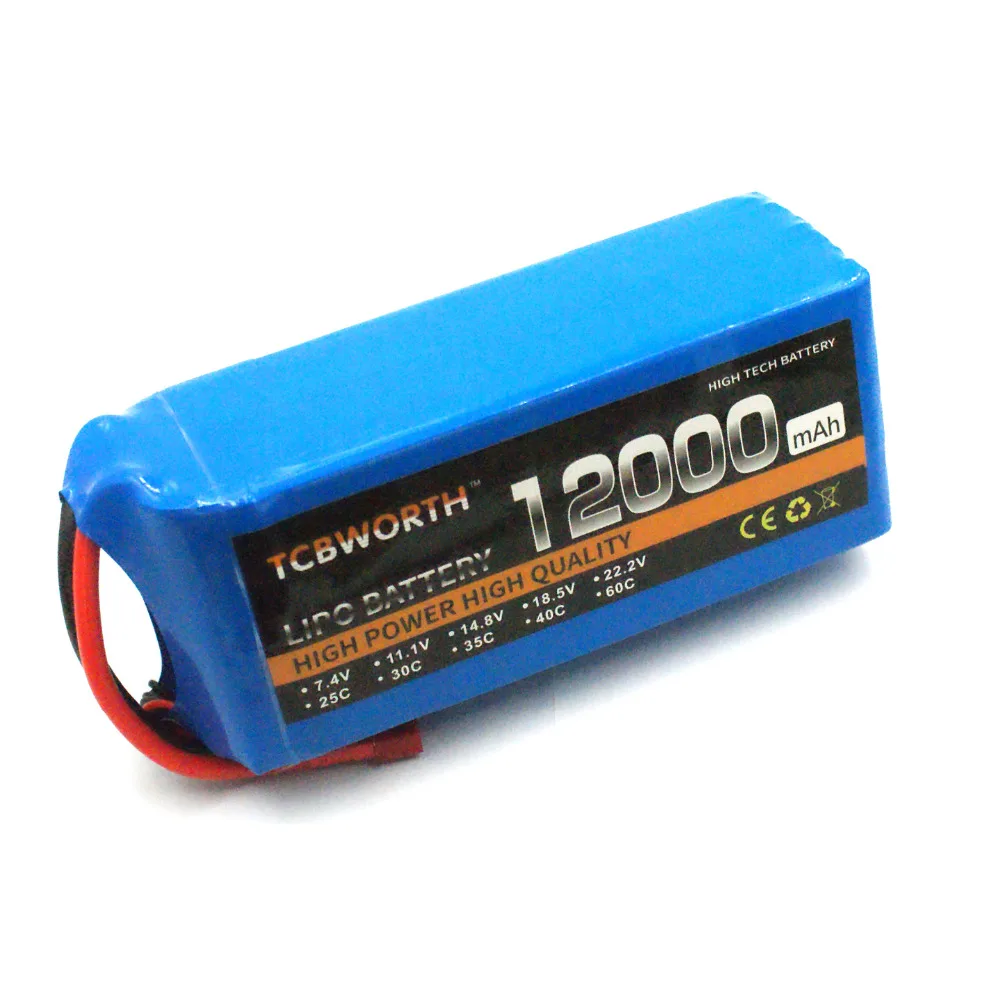 RC LiPo батарея 6S 22,2 V 12000mAh 25C для RC вертолета квадрокоптера автомобиля самолет, танк модели игрушек 6S RC батареи LiPo TCBWORTH