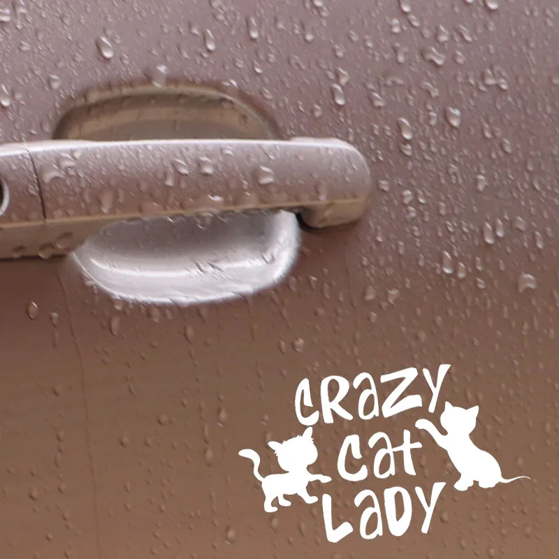 YJZT 15 2 см * 8 Виниловая наклейка для автомобиля Наклейка Crazy Cat Lady Kitten Pet черный