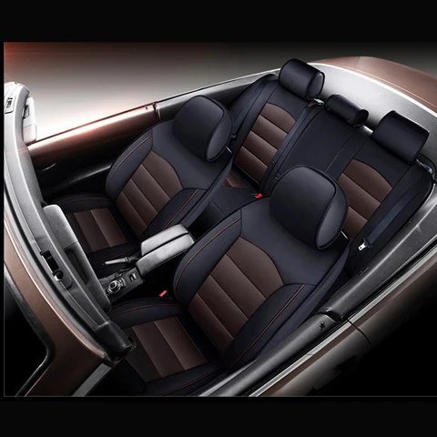 Black X Coffee AutoDecorun перфорированная из воловьей кожи чехлы для Volvo C70 сиденья для автомобилей защитные аксессуары 12 шт./компл. 2008-2010 - Название цвета: Black X Coffee