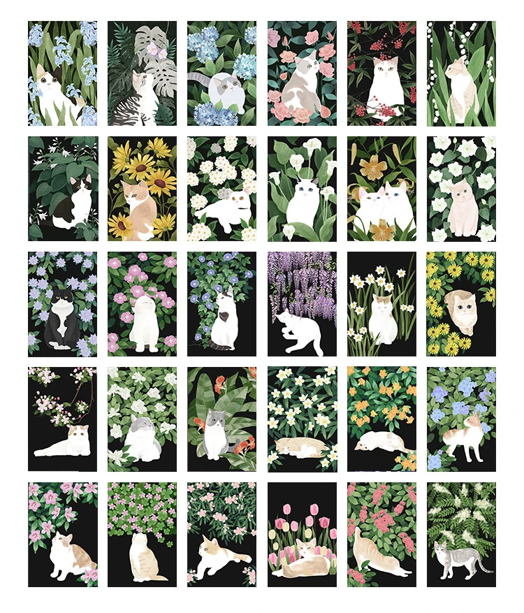 30pcs cat in garden style card multi-use as Scrapbooking party invitation DIY Decoration gift message postcard | Дом и сад