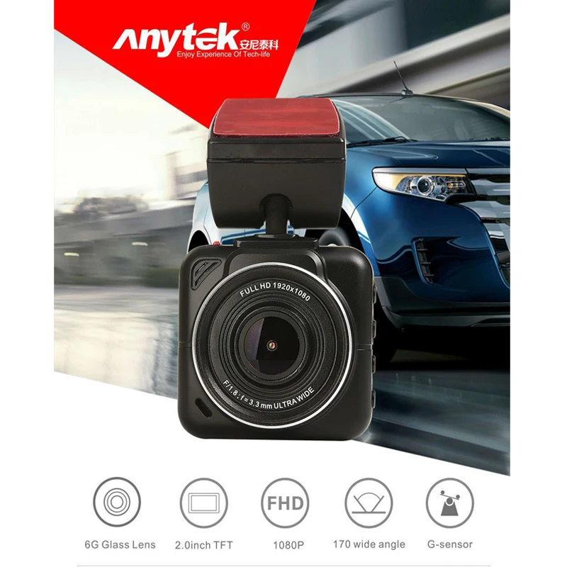 Anytek B10 2,0 дюймов Full HD 1080P Novatek 96658 Автомобильный видеорегистратор 170 градусов 6G объектив видеорегистратор