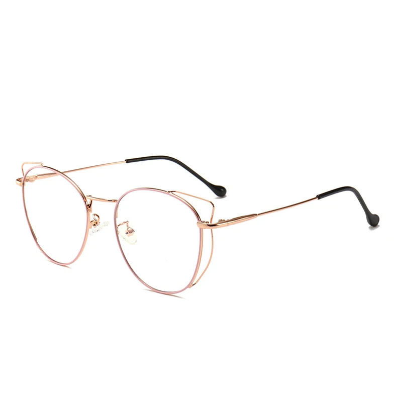 pink gold Zilead Anti Blue Light Cat Eyes Glasses Frame Metal Round Optical Spectacl For Women&Men Computer Eyeglasses Eyewear - Цвет оправы: pink gold