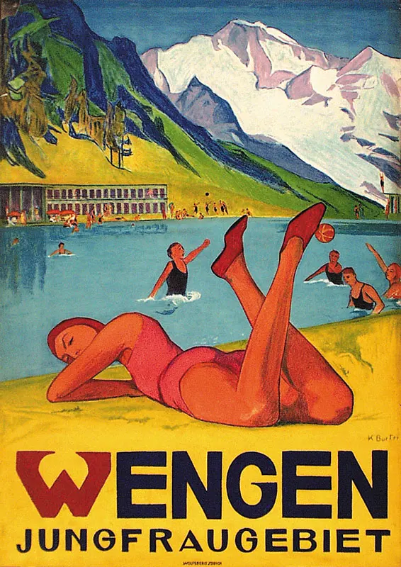 Швейцария Берн туристические плакаты Wengen Jungfraugebiet классические настенные