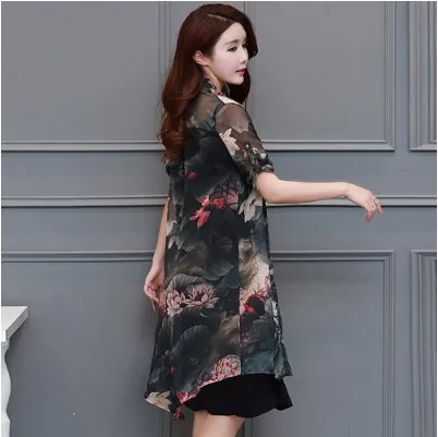 Tunic Elegant Women Two Piece Dresses 2019 OL Style Vintage Print Office Workwear Dress Spring Knee-Length HJ291 | Женская одежда