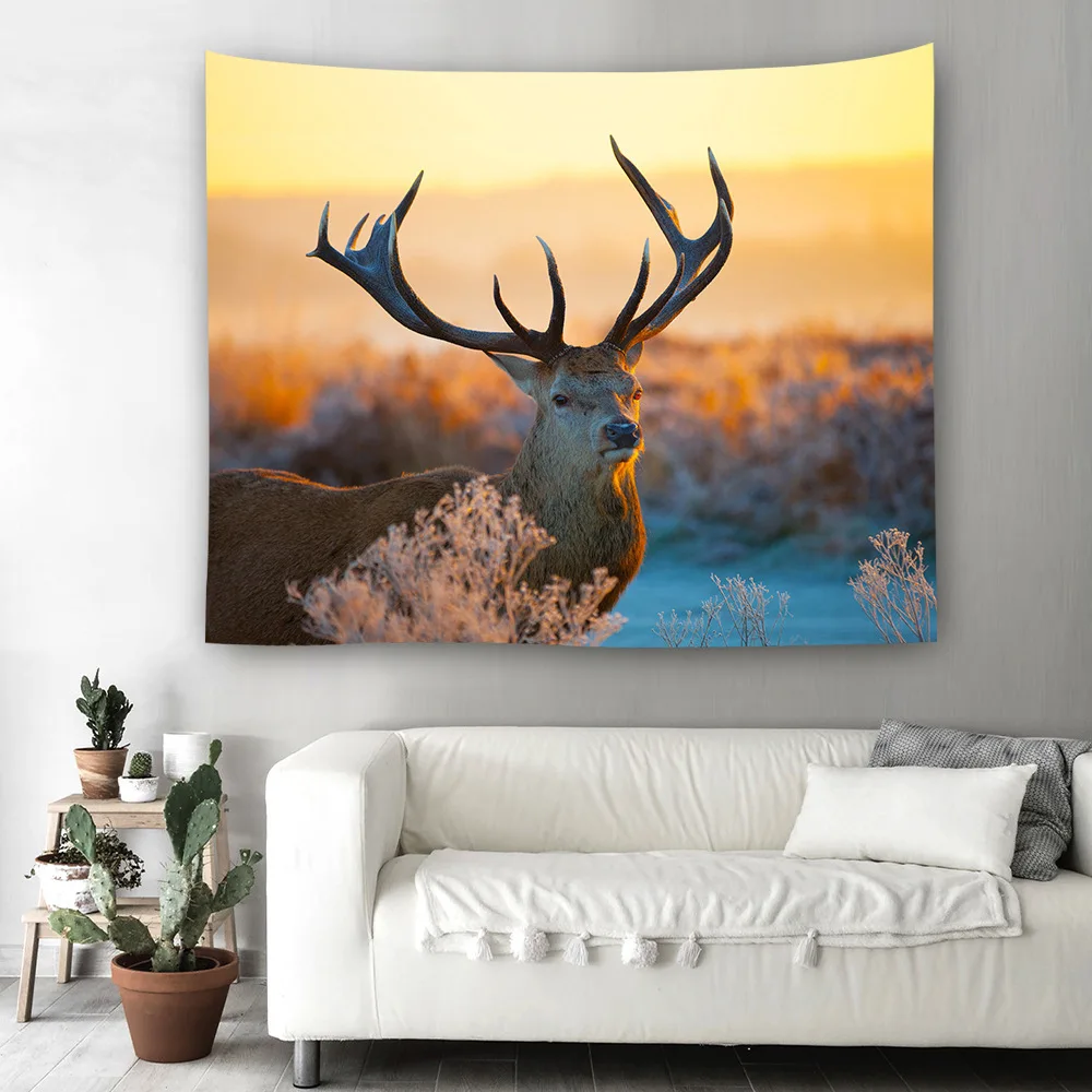 Beautiful Elk Pattern Wall Hanging Tapestry Forest Scenic Printed Ceiling Decoration Bed Sheets Tablecloth Picnic Mat 23 colors | Дом и сад