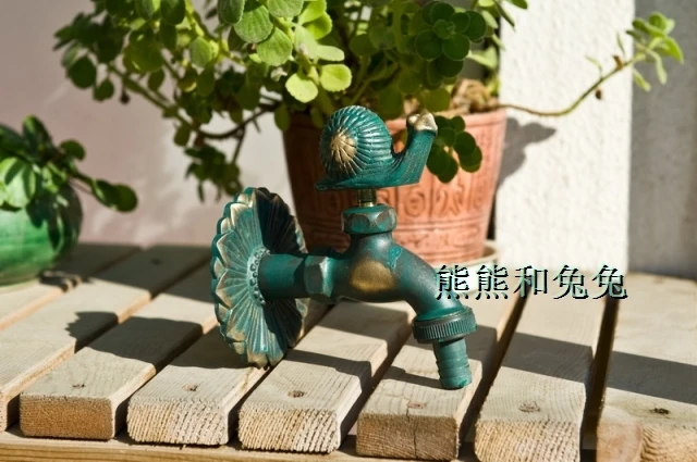 Садовый смеситель в европейском стиле античный с зеленой улиткой|antique faucet|antique style