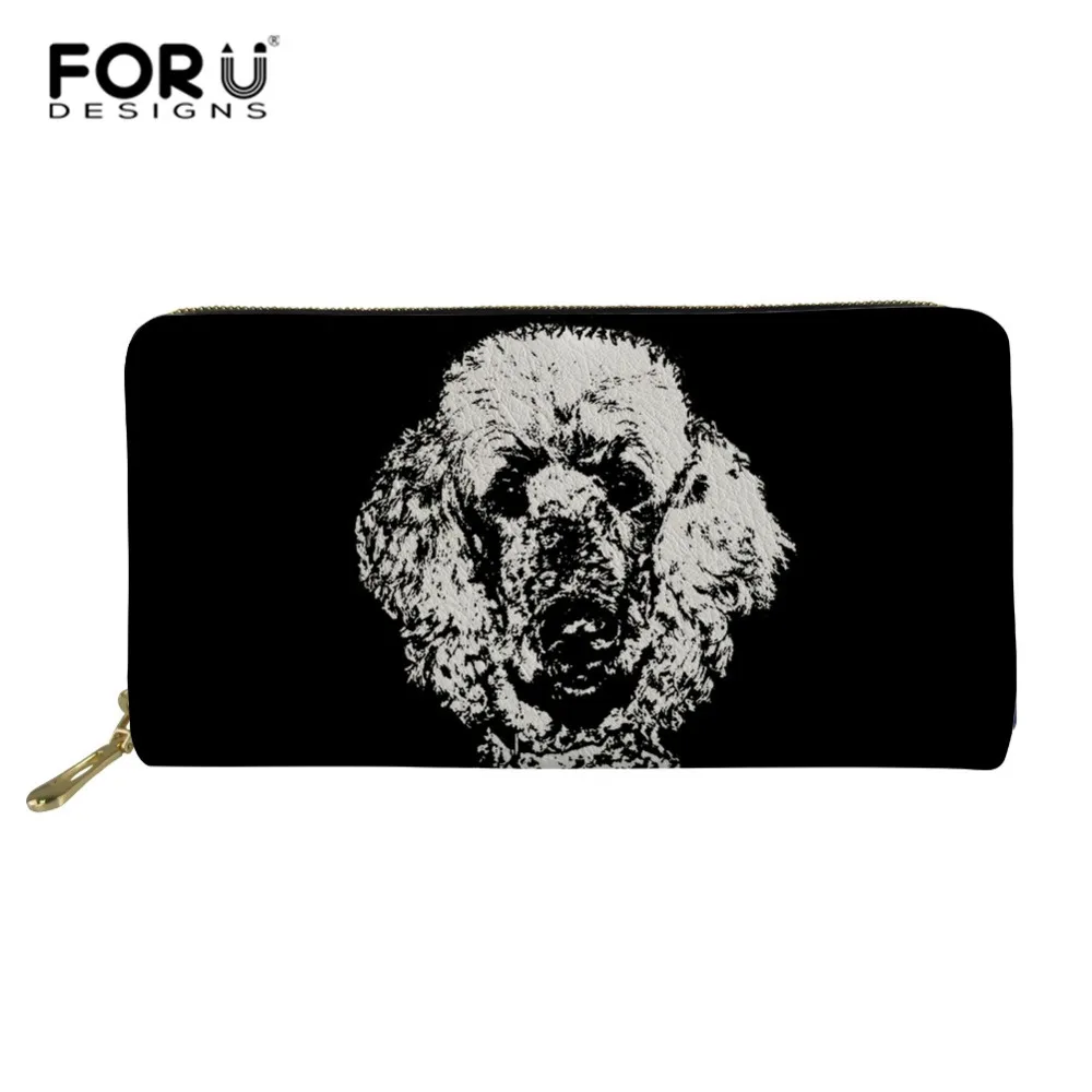 

FORUDESIGNS Poodle Printed PU Leather Women Wallet Design Zipper Card Bags Long Female Purse Ladies Wallets iPhone Bag Custom