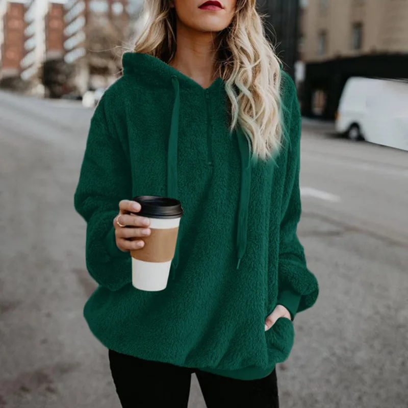 06 Green Новинка; сезон осень-весна; однотонные толстовки из флиса; женские толстовки; Модные Повседневные Пуловеры на молнии с длинными рукавами; большие размеры 5XL - Цвет: 06 Green