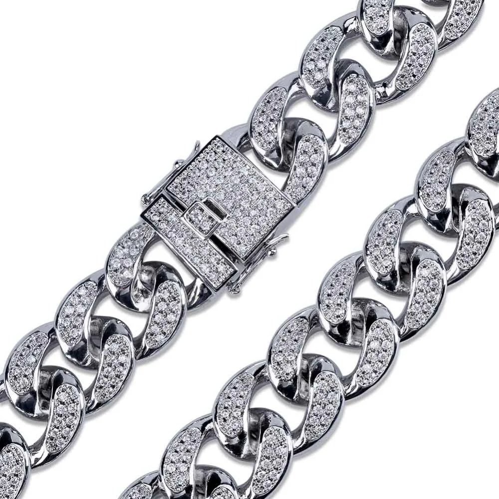 18 мм хип хоп мужские ювелирные изделия ожерелье Медь Iced Out золото цвет покрытием микро Pave CZ камень цепь ожерелье s 18 дюймов 22 дюймов
