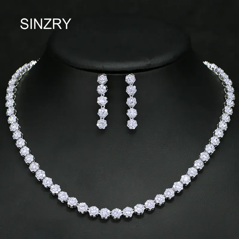 

SINZRY 2018 new exquisite bridal jewelry set cubic zirconia classic luxury wedding choker necklace earring jewelry sets women
