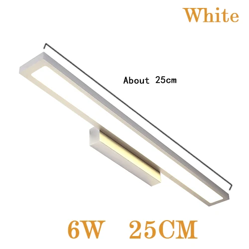 White 6W 25CM Inimalist светодиодный светильник-зеркало, настенный светильник, современное бра, водонепроницаемое освещение для помещений 8 Вт 12 Вт, домашний декор, макияж, ванная комната, санузел, дуга - Цвет абажура: White 6W 25CM