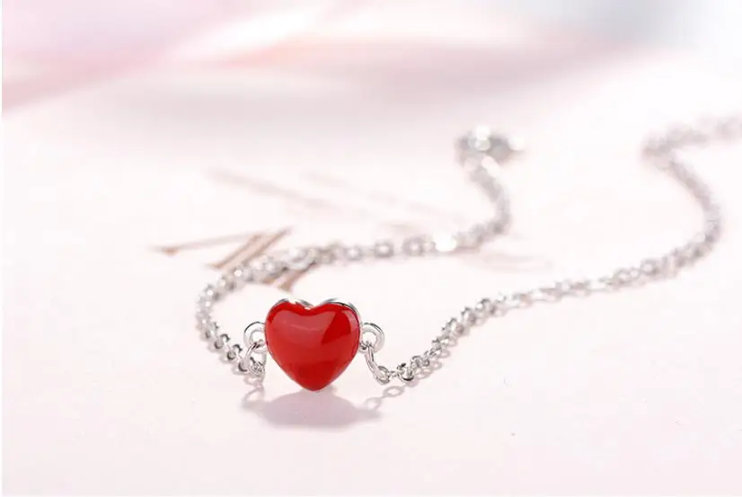 Браслеты TJP женские из серебра 925 пробы анклеты с милыми сердечками для девочек