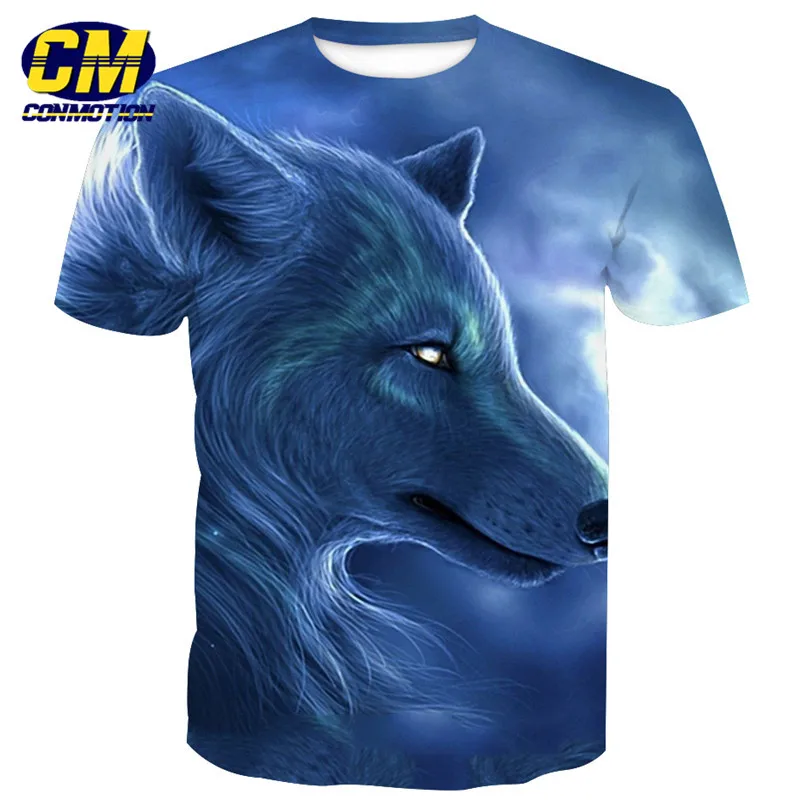 Нейтральная футболка с длинными рукавами и принтом Mane Wolf|Мужские футболки| |
