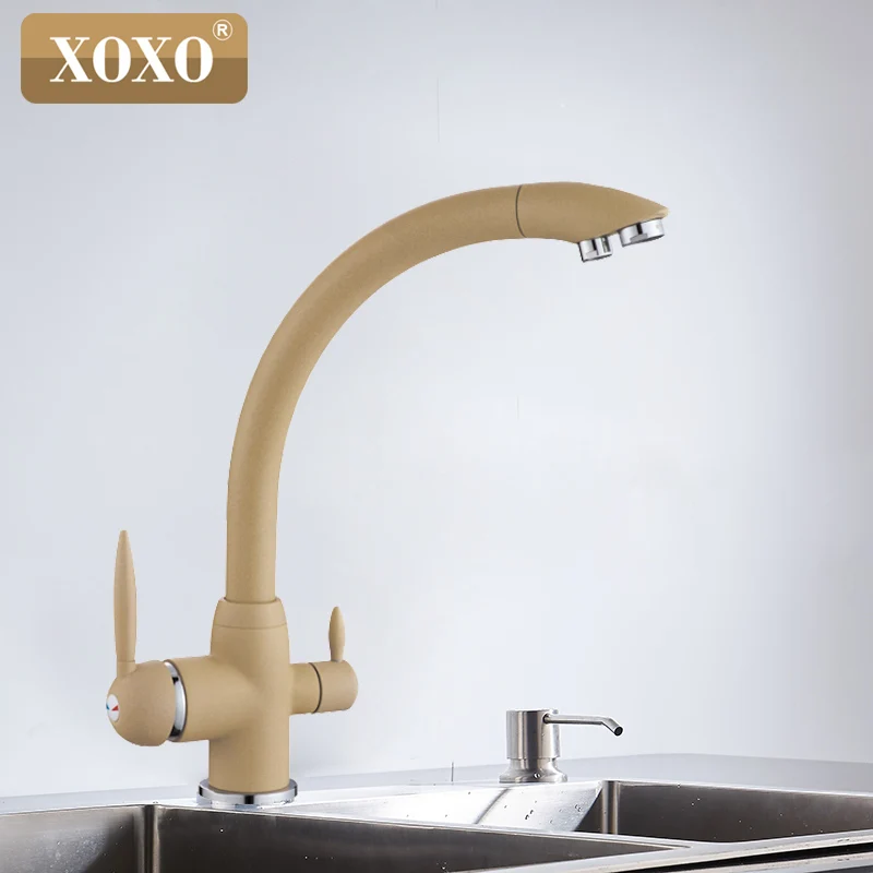 Смеситель для кухни XOXO латунный с фильтром воды вращающийся на 360 градусов 83028HW |