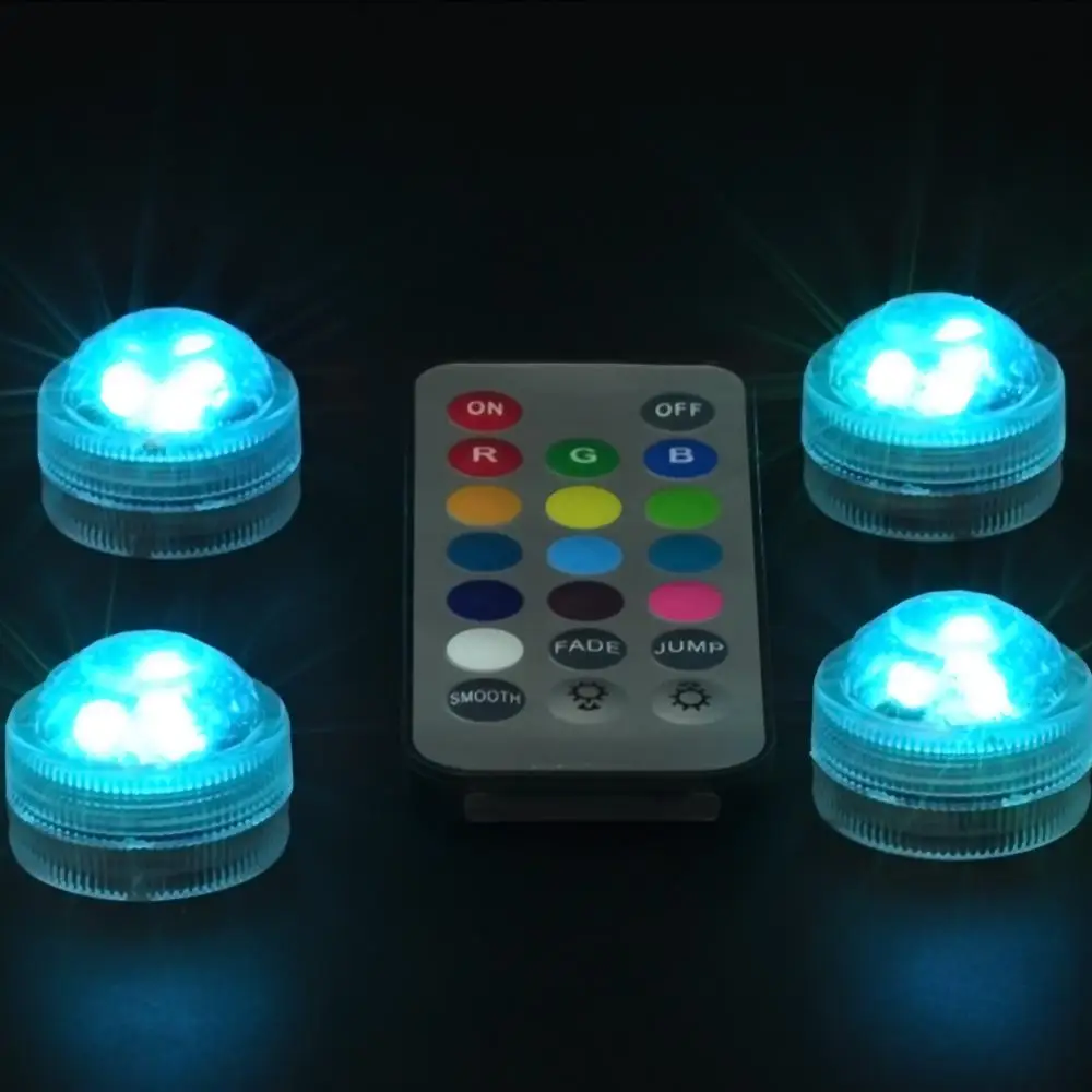 Погружной светодиодный светильник 3 см теплый белый RGB разноцветный аккумулятор