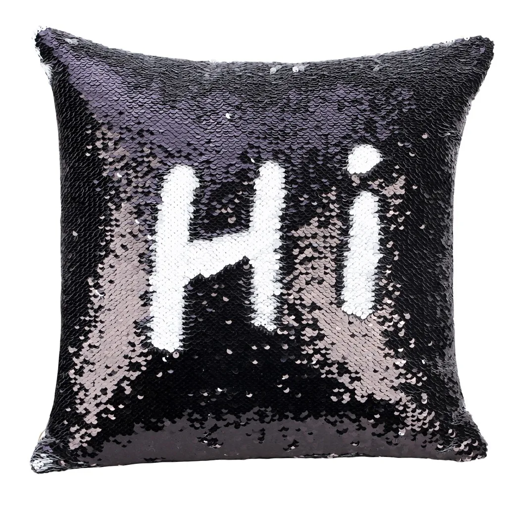 

Pillow Case Soild Pattern Pillowcase Glitter Sequins 45cm*45cm Home textile Throw funda de almohada z0611#G30