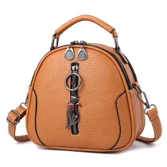 Yellow High Quality solid PU Leather Women Bag Ladies Crossbody Messenger Shoulder Bags Vintage Handbags kitten ornaments FC-98 - Color: Yellow
