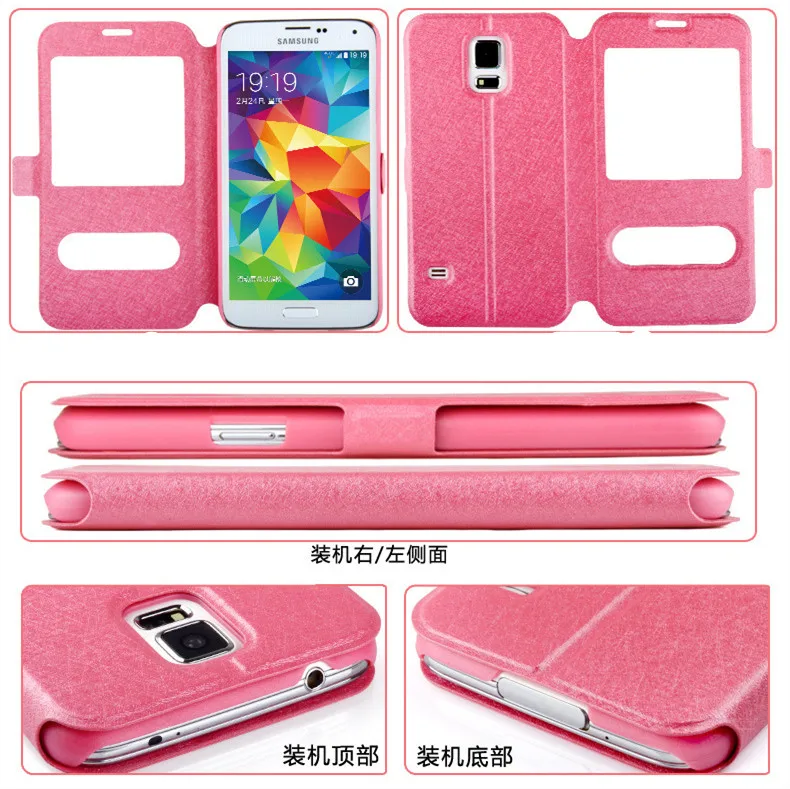 Роскошный умный кожаный флип-чехол с окошком спереди для Samsung Galaxy J1 J3 J5 J7 2016 A3 A5 A7