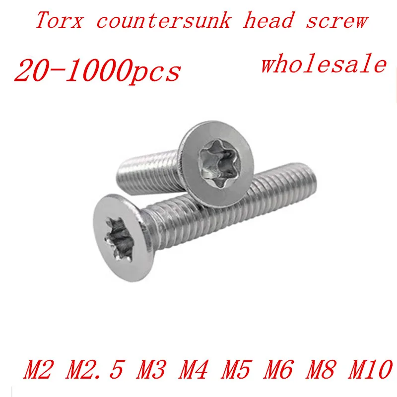 20-1000 шт оптом torx плоская потайная головка винт M2 M2.5 M3 M4 M5 M6 M8 A2 нержавеющая сталь |