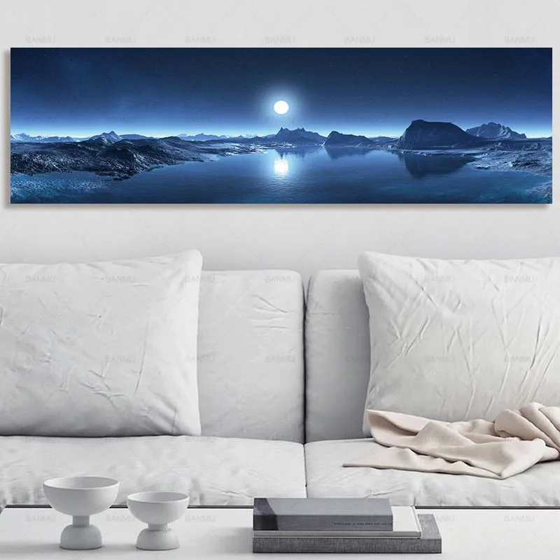 Постер Conisi с изображением ночного падения Луны морского неба скандинавские