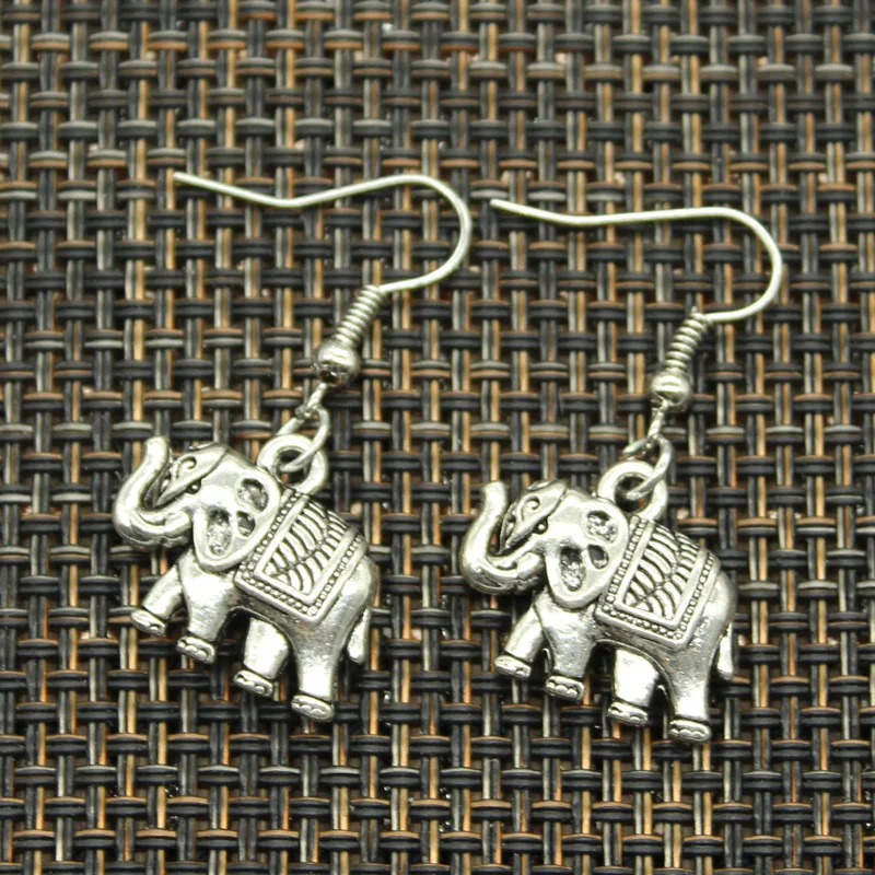 New Fashion Handmade Lovely Thailand Mounts Elephant Pendants Silver Color Earrings For Womens Style