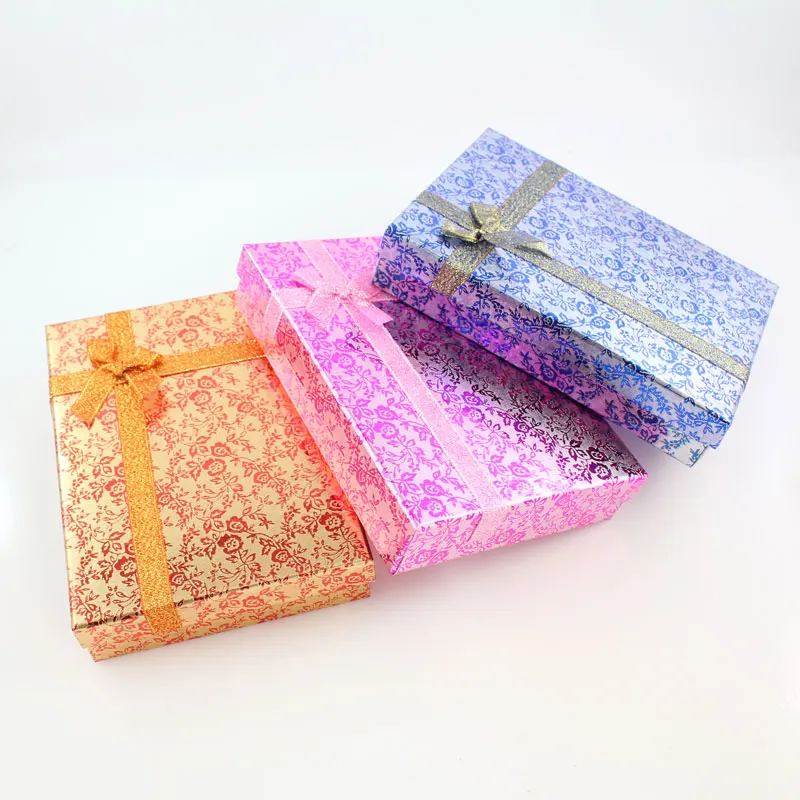 

Mix colors Cardboard Jewelry Set Boxes for Necklace Earring Ring Rectangle Jewellery Jewelry box cases Display 18*12*3cm 1pcs