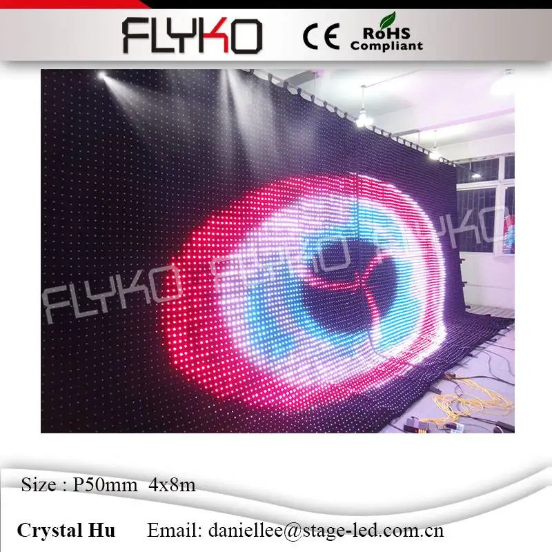 2016 FLYKO горячий новый фонарик P50 мм led видео занавес украшение на сцене 4x8 м | Лампы и