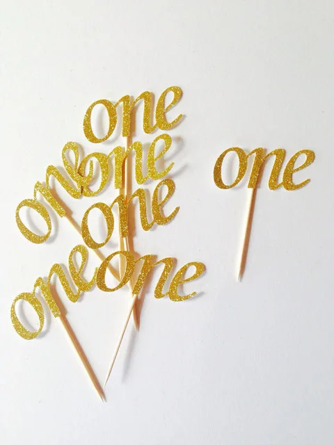 Золотой блеск один номер чашки торт Топпер s персонализированный ребенка