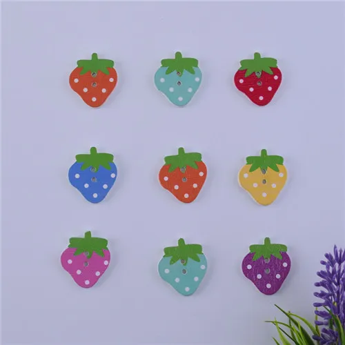 Strawberry 50 шт смешанные животные милые деревянные пуговицы для скрапбукинга ручной работы DIY Детские аксессуары для шитья одежды украшения - Цвет: Strawberry
