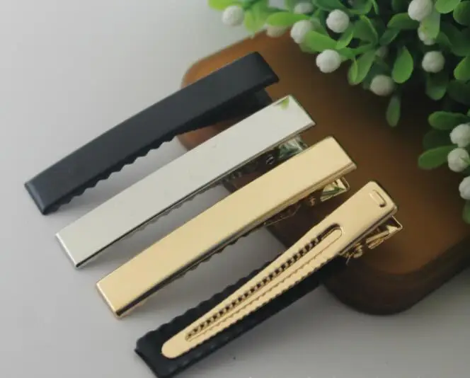 

Hot Sale 100Pcs Gold/black/silver 32mm DIY Single Prong Aligator Flat Hair Bows Metal Clips Hairpin Wholesale High Quality