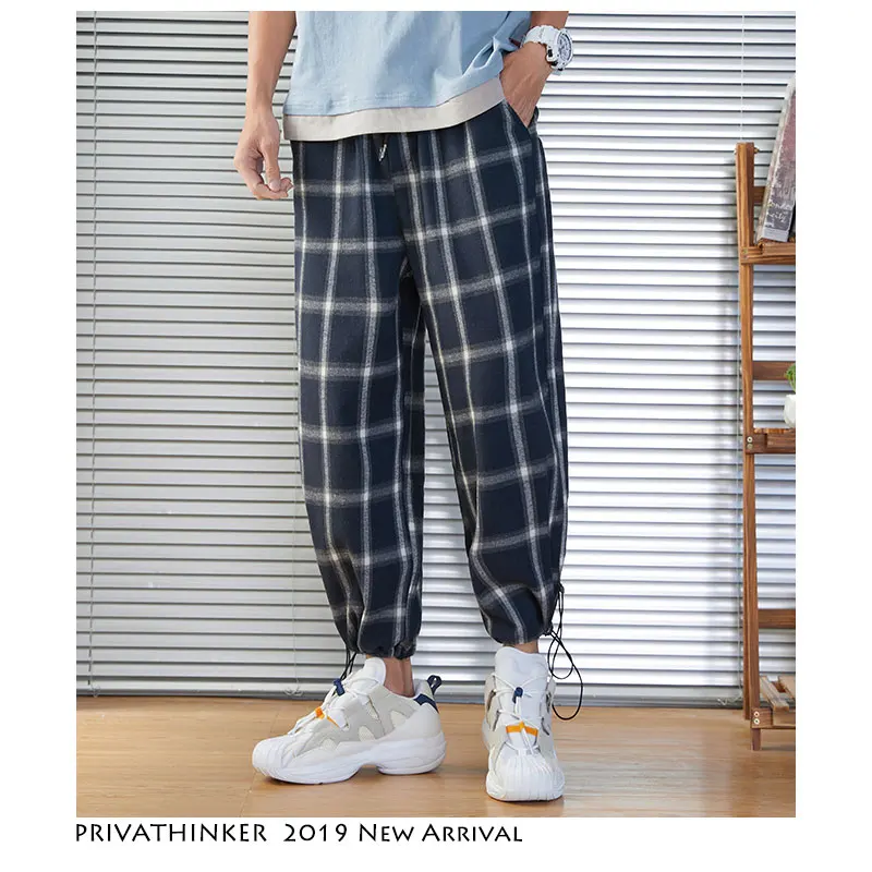 Privathinker мужские клетчатые красные шаровары с принтом 2019 повседневные корейские