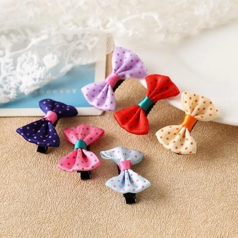 Популярные детские заколки для волос с бантом украшение в горошек ткань ручной