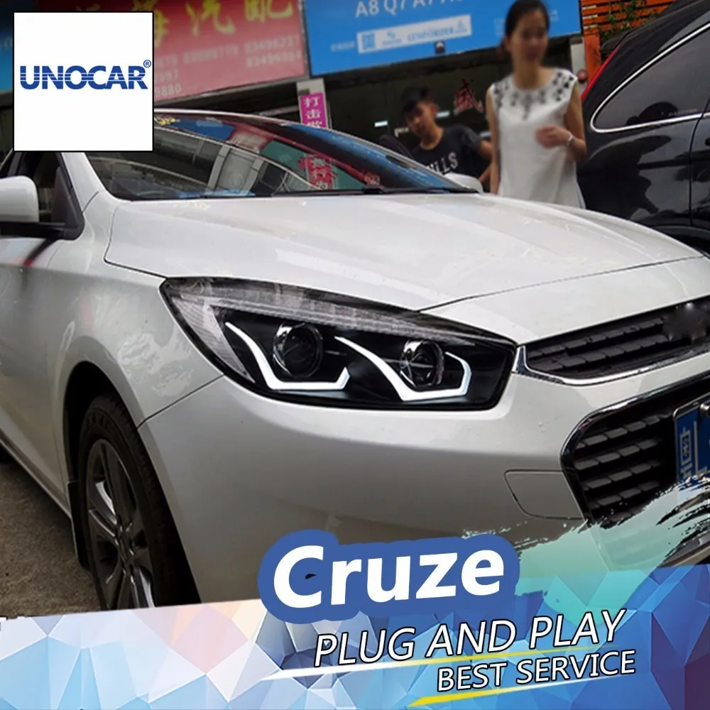 Unocar фара для Chevrolet Cruze 2015 2016 фары светодиодный фар DRL Объектив Двойной Луч
