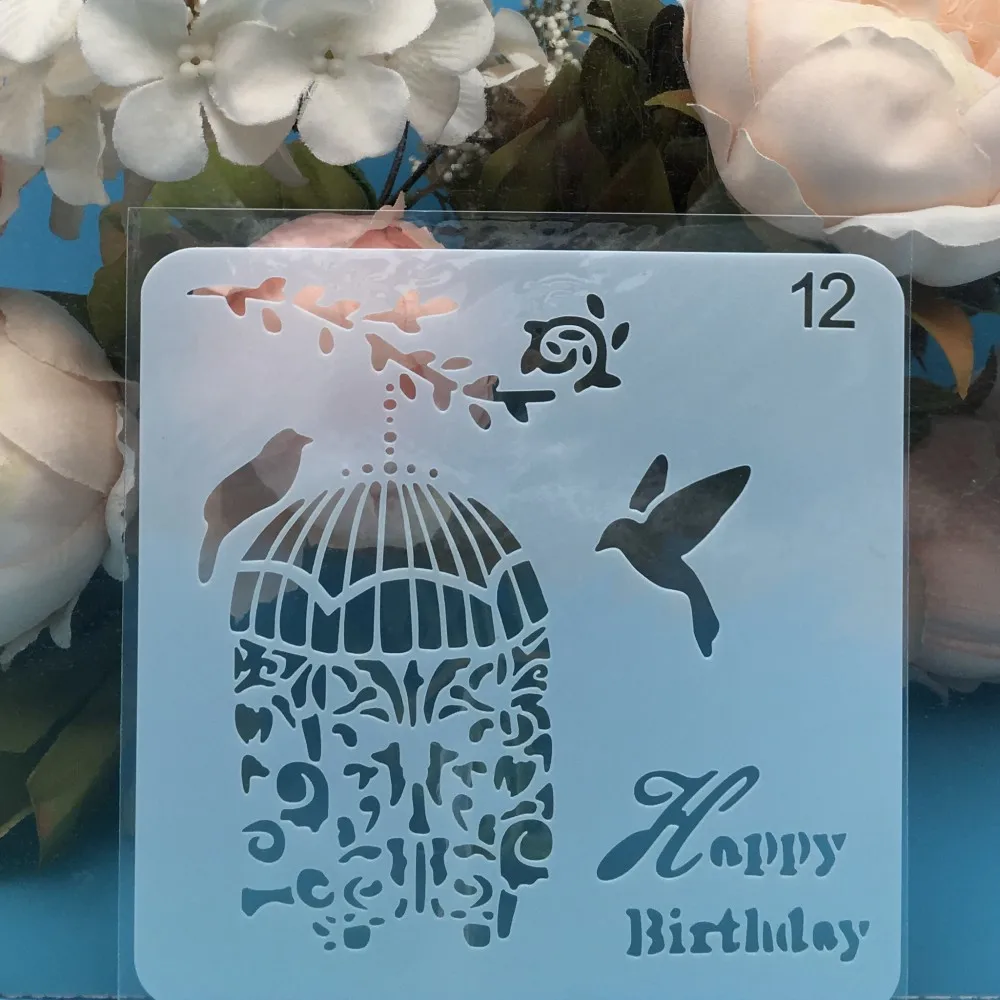 

1Pcs 15cm Birdcage Bird DIY Layering Stencils Wall Painting Scrapbook Coloring Embossing Album Decorative Card Template