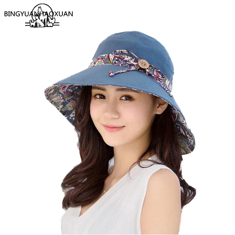 

BINGYUANHAOXUANHats For Women Wide Wide Sun sombrero hombre uv Beach Hat With Big Bow Foldable Style Fashion Women Sunglass Hat