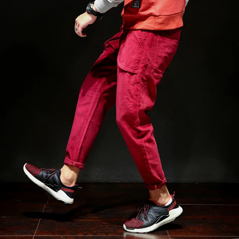 Модные брендовые мужские брюки новинка 2018 облегающие карандаш в стиле хип хоп на