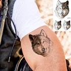 VANKIRS черные скетч волк художественные татуировки Временные женщины тело руки Шея Маленькие искусственные Татуировки Мужская грудь водонепроницаемые 3D татуировки Переводные картинки