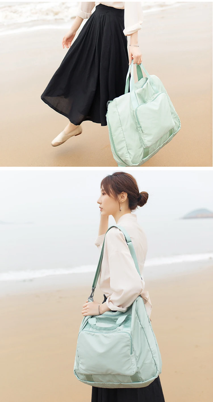 New Foldable Large Travel Bag Women Fashion Big Duffle Bag Shoulder Portable Weekend Bags Waterproof Travel Organizer Tote Pink