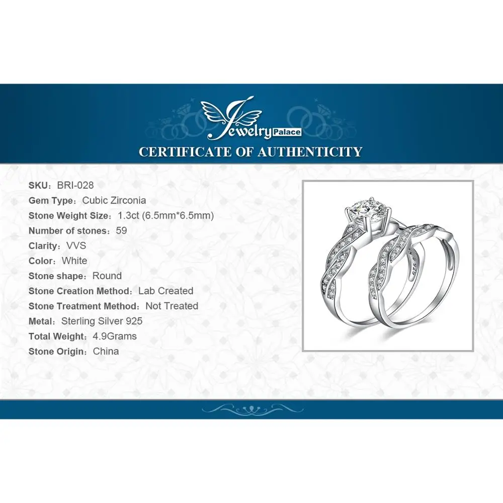 JewelryPalace Бесконечность 1.5ct имитация Юбилей Promise обручальное Обручение кольцо свадебный 925 стерлингового серебра