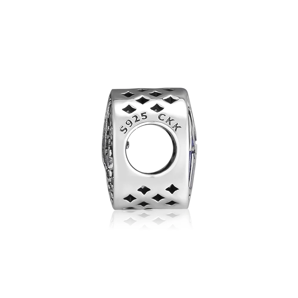CKK 925 Sterling Silver Vintage Night Sky Castle &amp Moon Charm Fits Pandora Bracelet Necklace Women joyeria Midnight Blue Enamel |