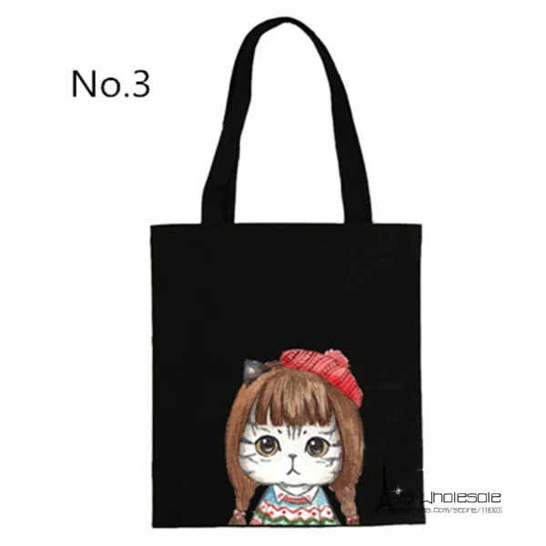 Free shipping 15 styles for choose Cute Cats Canvas Shoulder Bag Beauty Dressing Funny Attitude Eco-friendly storage friend gift | Дом и сад