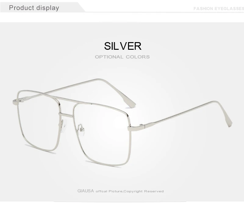 Optical Eye Glasses Frame Men Women Oversized Square Eyeglass Clear Lens Metal Frame Eyewear Accessories Prescription Glass