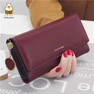 red Beibaobao, новинка, модные женские кошельки, длинный стиль, многофункциональный кошелек, кошелек, свежая искусственная кожа, женский клатч, держатель для карт, CE - Цвет: red