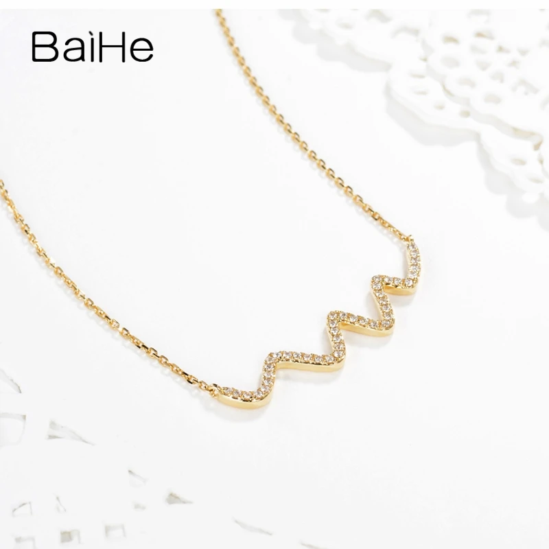 BAIHE однотонные 18K желтое золото 0.18CT H/SI натуральные бриллианты свадебные женские