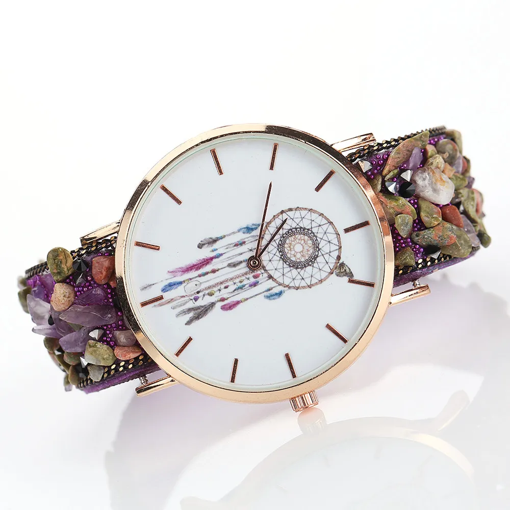 Райский 2017 1 шт. Новая мода обёрточная вокруг браслет часы булыжник синтетическая