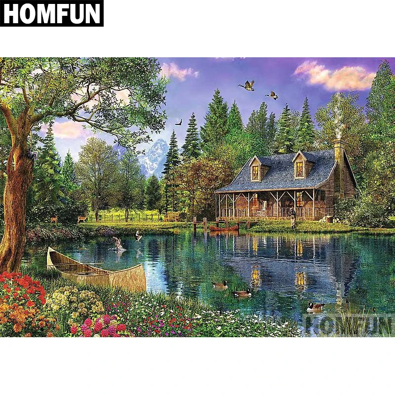 HOMFUN полностью квадратная/круглая дрель 5D DIY Алмазная картина &quotКантри стиль