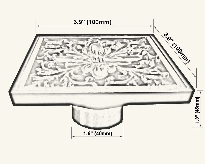 Черный Масло втирают Бронзовый резной цветочный узор Ванная комната Душ слив 4