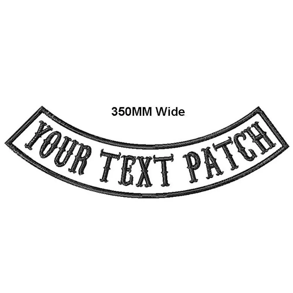 Custom 1 piece 350mm wide top or bottom Rocker Bike Patch embroidered name patches motorcycle iron on patches for Jackets back
